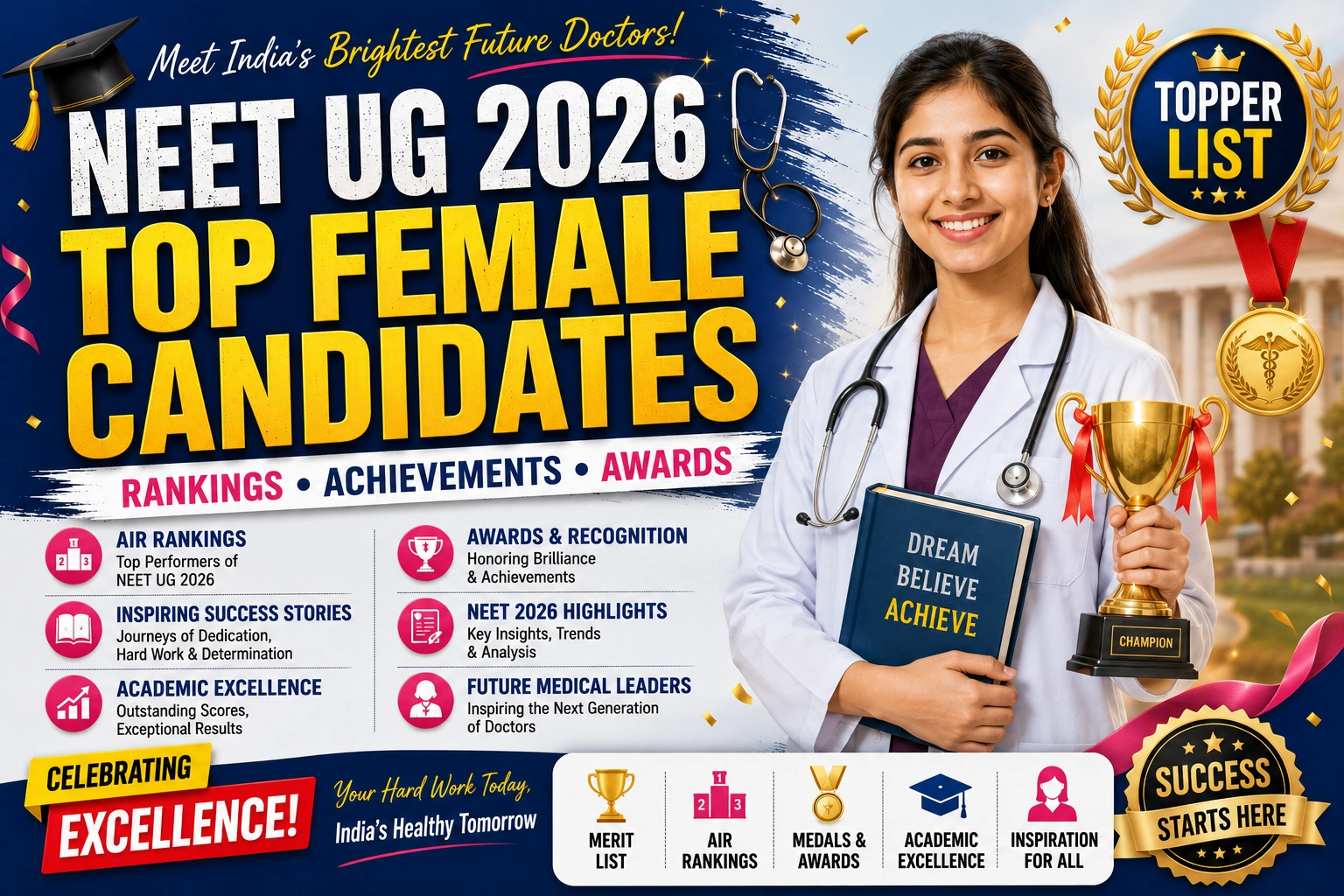 NEET UG 2026 Top Female Candidates: Rankings, Achievements & Awards